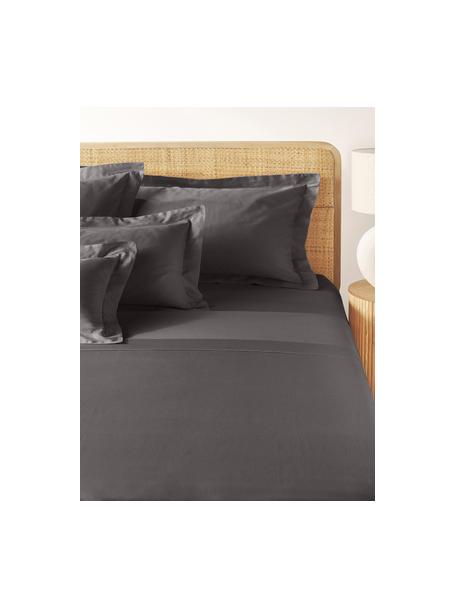 Baumwollsatin-Bettlaken Premium, Webart: Satin Fadendichte 400 TC,, Anthrazit, B 180 x L 280 cm