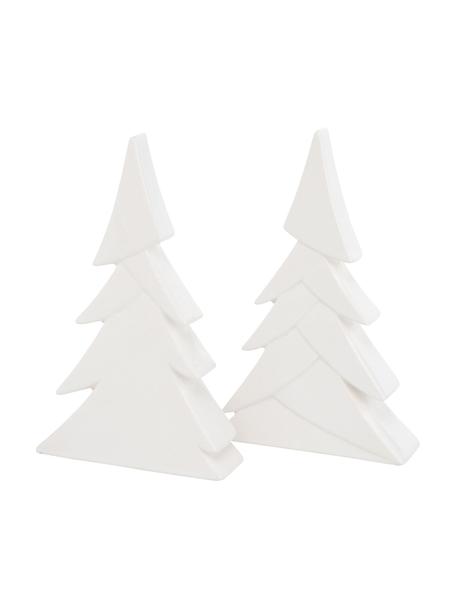 Set 2 alberi di Natale decorativi fatti a mano Giada, Gres, Bianco, Ø 12 x Alt. 19 cm