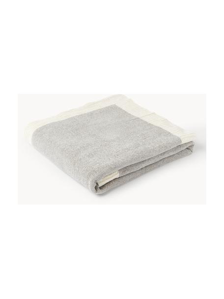 Decke Demi aus Chenille, 100 % Baumwolle, Hellgrau, Cremeweiß, B 130 x L 170 cm