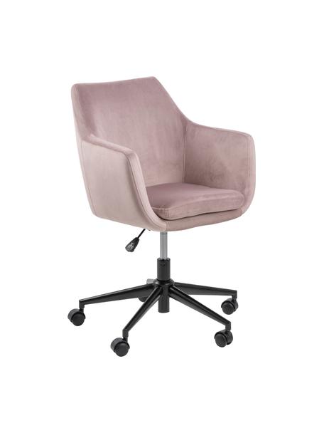 Sametová kancelářská, výškově nastavitelná židle Nora, Růžová, Š 58 cm, H 58 cm