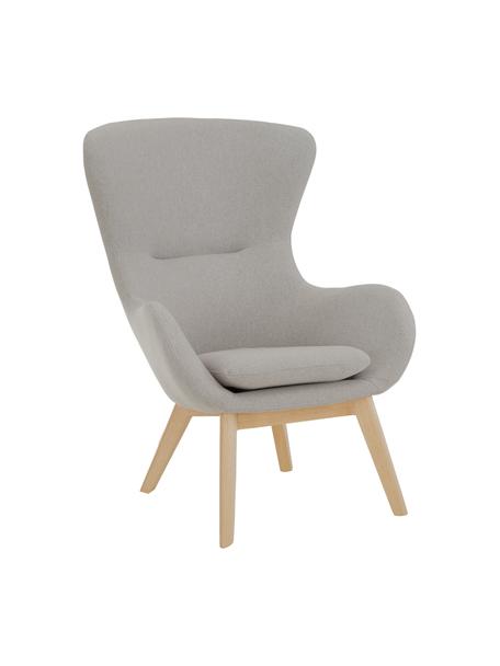 Poltrona con gambe in legno Wing, Rivestimento: poliestere Con 40.000 cic, Gambe: legno massiccio con finit, Tessuto grigio, Lung. 77 x Prof. 89 cm