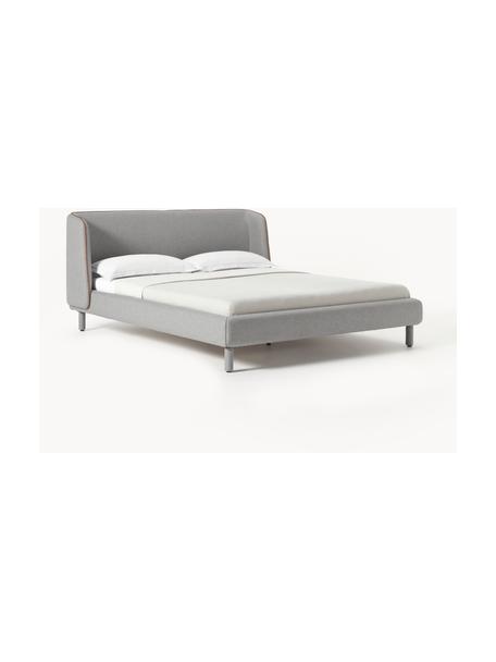 Gestoffeerd bed Luma met hoofdeinde, Bekleding: 100% polyester Met 40.000, Frame: multiplex, Poten: metaal, polyester Dit pro, Geweven stof grijs, B 140 x L 200 cm