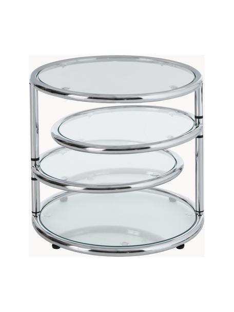 Mesa auxiliar redonda de vidrio Dotts, Estructura: metal cromado, Estantes: vidrio curtido, Transparente, cromo, Ø 40 x Al 45 cm