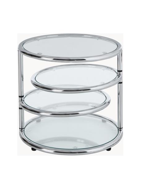 Table d'appoint ronde avec plateaux en verre Dotts, Transparent, gris chrome, Ø 40 x haut. 45 cm