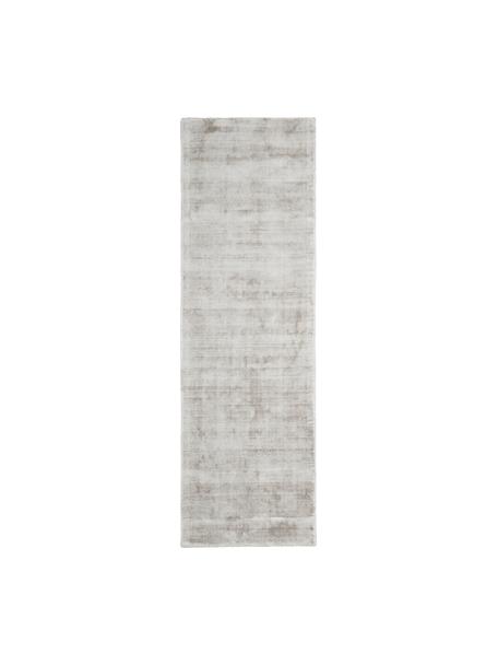 Passatoia in viscosa color grigio chiaro-beige tessuta a mano Jane, Retro: 100% cotone, Grigio chiaro, Larg. 80 x Lung. 250 cm