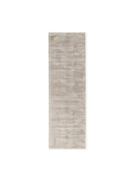 Handgeweven viscose loper Jane, Onderzijde: 100% katoen Het in dit pr, Lichtgrijs, B 80 x L 250 cm