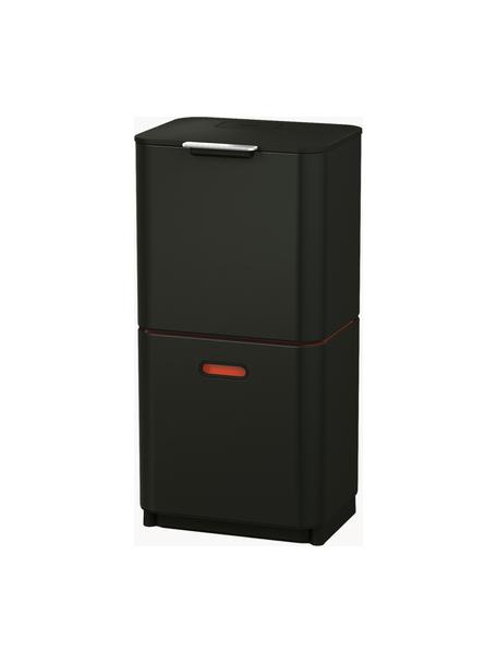 Abfalleimer Totem mit separater Recycling-Einheit, 2 x 30 L, Behälter: Edelstahl, beschichtet, Deckel: Kunststoff, Schwarz, B 39 x T 37 cm, 60 L