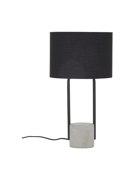 Grote tafellamp Pipero met betonnen voet, Lampenkap: textiel, Lampvoet: gepoedercoat metaal, beto, Zwart, grijs, Ø 28 x H 51 cm