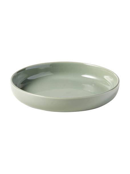 Talerz głęboki z porcelany Nessa, 4 szt., Porcelana twarda, Szałwiowy zielony, Ø 21 cm