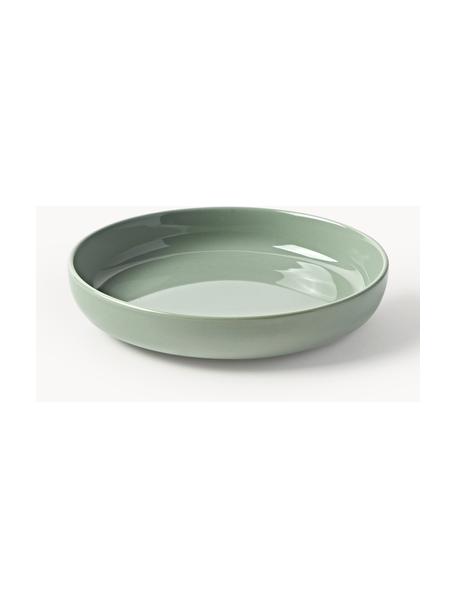 Assiettes creuses en porcelaine Nessa, 4 pièces, Porcelaine de haute qualité, Vert sauge, haute brillance, Ø 21 cm