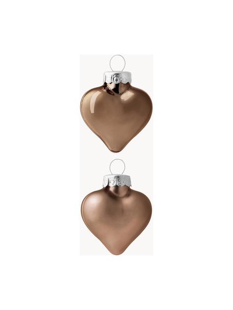 Bolas de Navidad corazón Evergreen, 12 uds., Vidrio, Marrón nogal, An 5 x Al 4 cm
