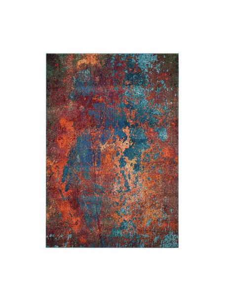 Tappeto di design colorato Celestial, Retro: juta, Tonalità rosse, tonalità blu, verde, Larg. 120 x Lung. 180 cm (taglia S)