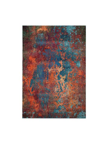 Design laagpolig vloerkleed Celestial, Bovenzijde: 100% polypropyleen, Onderzijde: jute, Rood-, oranje- en blauwtinten, B 160 x L 220 cm (maat M)