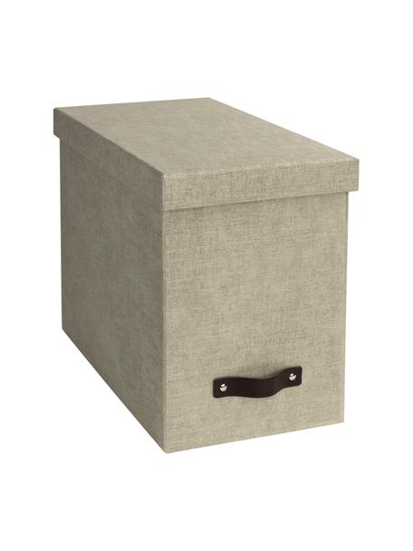 Hängeregister-Box Johan II mit acht Hängemappen, Box: Canvas, fester Karton (10, Griff: Leder, Beige, B 19 x H 27 cm
