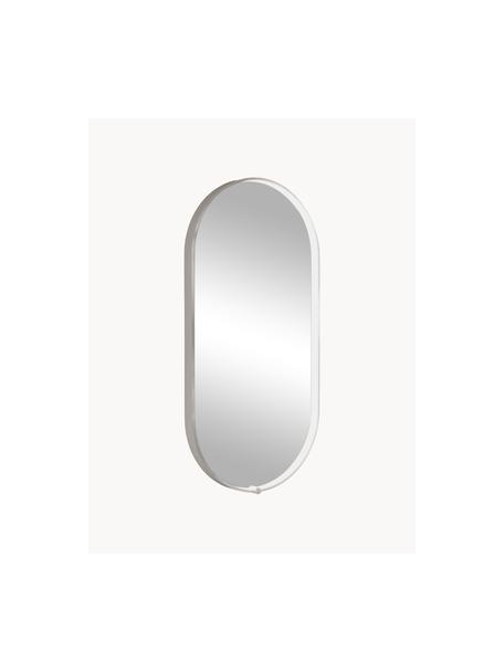 Ovale wandspiegel Avior met LED-verlichting, Lijst: gecoat aluminium, Wit, B 45 x H 90 cm