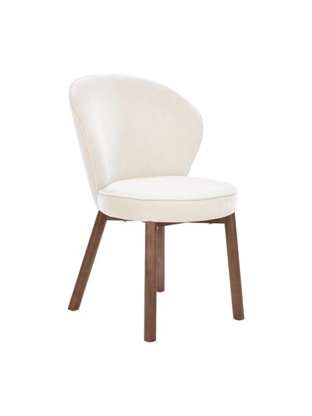 Gestoffeerde stoel Serena in crèmewit, Bekleding: chenille (92% polyester, , Poten: massief gelakt essenhout, Geweven stof wit, B 55 x D 63 cm