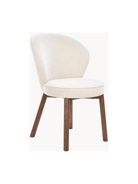 Sedia imbottita Serena, Rivestimento: ciniglia (92% poliestere,, Gambe: legno massiccio di frassi, Tessuto bianco, legno di frassino laccato marrone, Larg. 56 x Prof. 64 cm