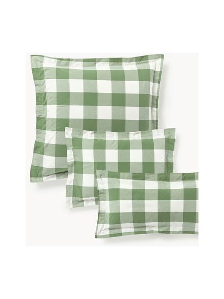 Funda de almohada de algodón Nels, Tonos verdes, blanco, An 50 x Al 70 cm
