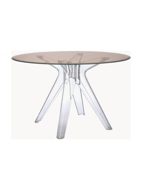 Ronde eettafel Sir Gio, Ø 120 cm, Tafelblad: gelaagd glas, Frame: kunststof, Bruin, transaparant, Ø 120 cm