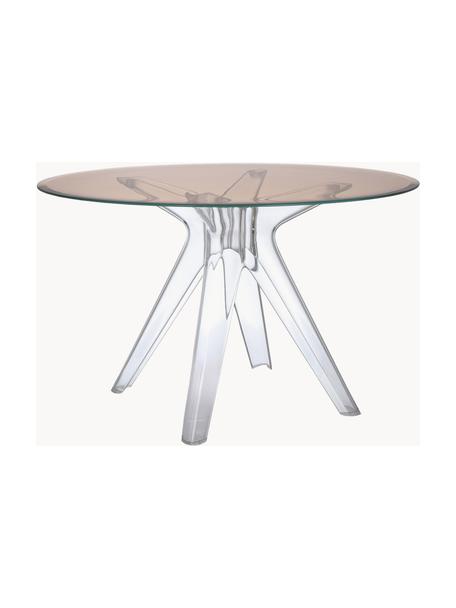 Tavolo da pranzo rotondo Sir Gio, Ø 120 cm, Struttura: materiale sintetico, Marrone trasparente, Ø 120 x Alt. 72 cm