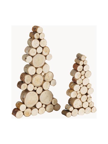 Arbre de Noël en bois Allgäu, 2 élém., Bois, Bois clair, Lot de différentes tailles