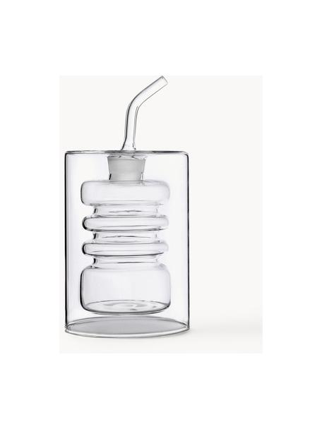 Botella artesanal de vinagre y aceite Rings, Al 16 cm, Vidrio de borosilicato, Transparente, Ø 8 x Al 16 cm