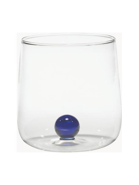 Vasos artesanales Billa, 6 uds., Vidrio de borosilicato, Transparente, azul oscuro, Ø 9 x Al 9 cm, 440 ml