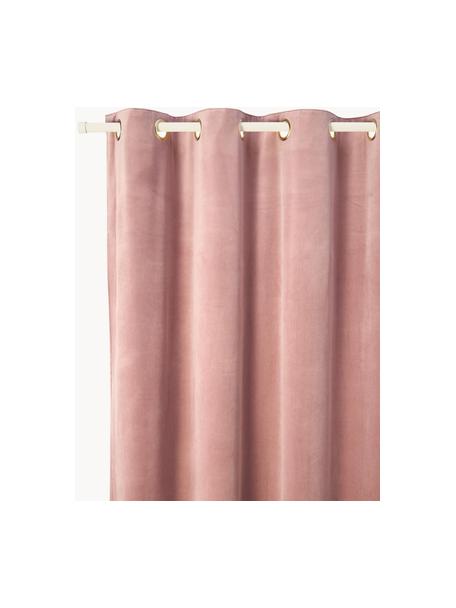 Rideaux occultants en velours avec œillets Rush, 2 pièces, 100% polyester (recyclé), certifié GRS, Vieux rose, larg. 135 x long. 260 cm