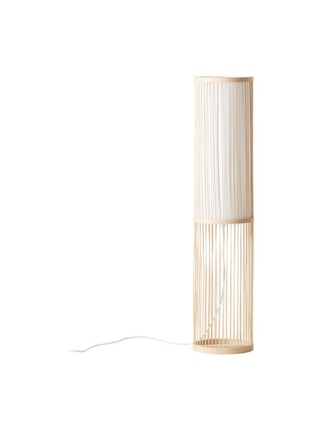 Kleine vloerlamp Nori van bamboehout, Diffuser: stof, Beige, Ø 20 x H 91 cm