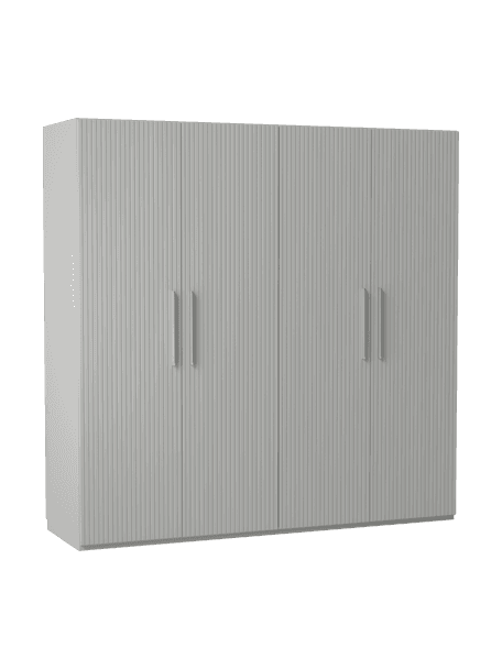 Szafa modułowa Simone, 4-drzwiowa, różne warianty, Korpus: płyta wiórowa z certyfika, Szary, W 200 cm, Basic