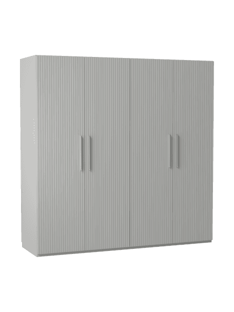 Armario modular Simone, 4 puertas (200 cm), diferentes variantes, Estructura: aglomerado con certificad, Madera, gris, Interior Basic (Al 200 cm)