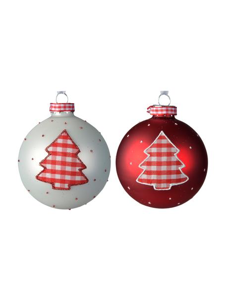 Kerstballen Vavo Ø 8 cm, 2 stuks, Wit, rood, Ø 8 cm