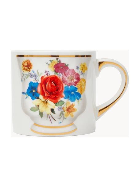 Tasse en porcelaine design Granny, Porcelaine, Blanc cassé, rouge, multicolore, Ø 8 x haut. 7 cm, 200 ml