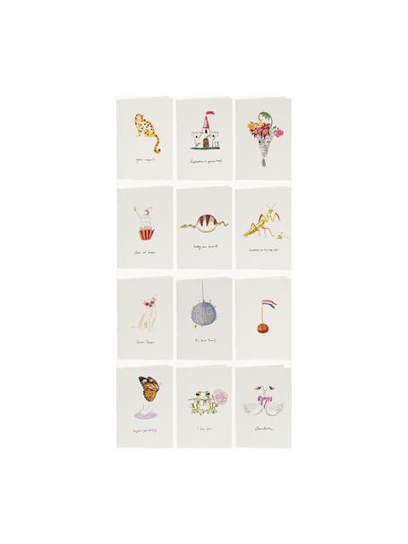 Grußkarten Anna + Nina, 12er-Set, Papier, Weiß, Bunt, Set mit verschiedenen Größen