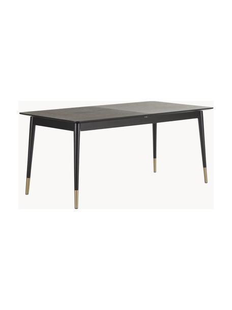 Rozkládací jídelní stůl Fenwood, 180-260 x 90 cm, Černá, mosazná, Š 180/260 cm, H 90 cm