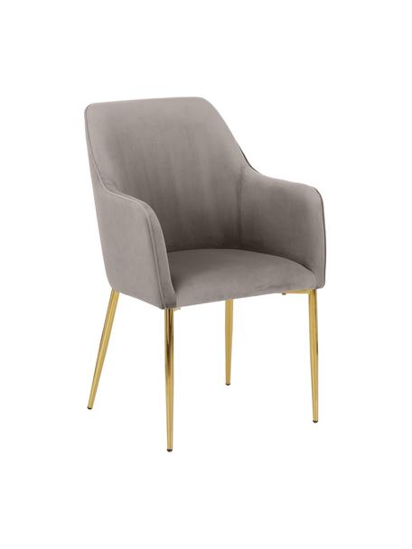 Chaise velours à accoudoirs Ava, Velours taupe, larg. 57 x prof. 62 cm