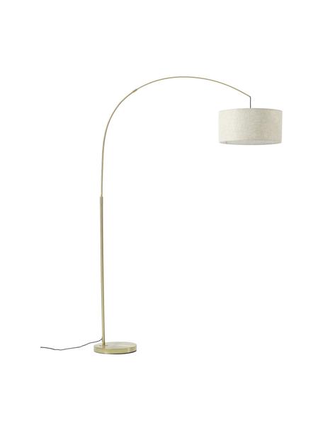 Lampada grande ad arco Niels, Base della lampada: metallo spazzolato, Paralume: lino, Beige, ottonato, Larg. 157 x Alt. 218 cm