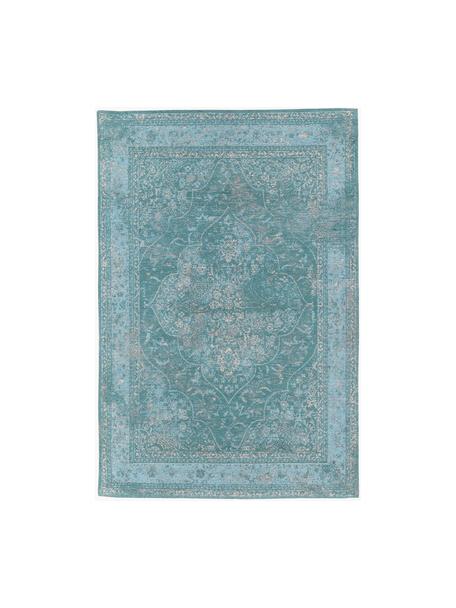 Chenilleteppich Palermo, Flor: 95 % Baumwolle, 5 % Polye, Blau- und Grüntöne, B 120 x L 180 cm (Größe S)