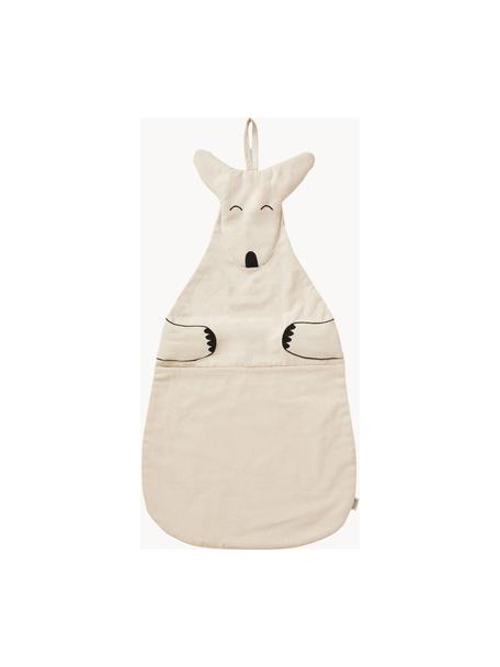 Nástěnný úložný koš z bavlny Kangaroo, 100 % předspotřební bavlna (100 % recyklovaná), Krémově bílá, černá, Š 42 cm, V 78 cm