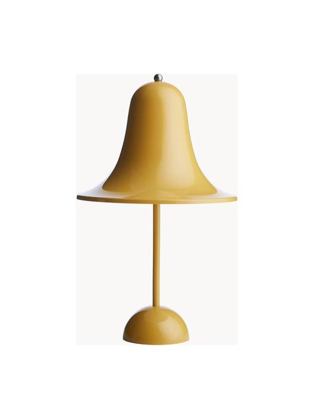 Lampada da tavolo piccola portatile a LED Pantop, design Verner Panton, Plastica, Giallo senape lucido, Ø 18 x Alt. 30 cm