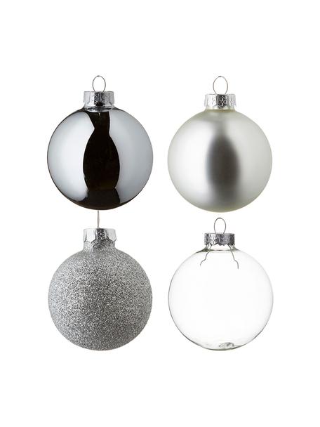 Set de bolas de Navidad Globe, 42 uds., Plata, transparente, Set de diferentes tamaños