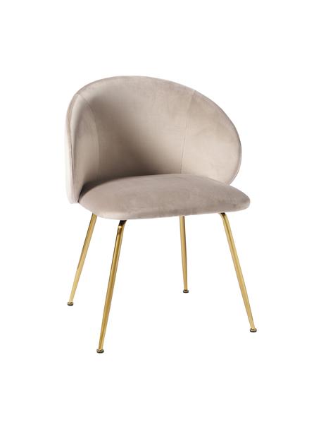 Krzesło tapicerowane z aksamitu Luisa, 2 szt., Tapicerka: aksamit (100% poliester) , Nogi: metal malowany proszkowo, Taupe aksamit, odcienie złotego, S 59 x G 58 cm