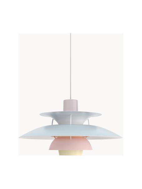Hanglamp PH 5, Lampenkap: gecoat metaal, Diffuser: glas, semi-transparant, Lavendel, lichtblauw, lichtroze, lichtgeel, Ø 50 x H 27 cm
