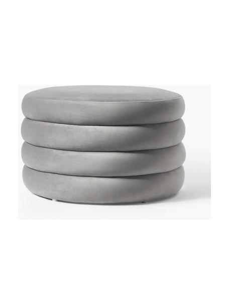 Grand pouf en velours avec rangement Alto, Velours gris, Ø 69 x haut. 44 cm