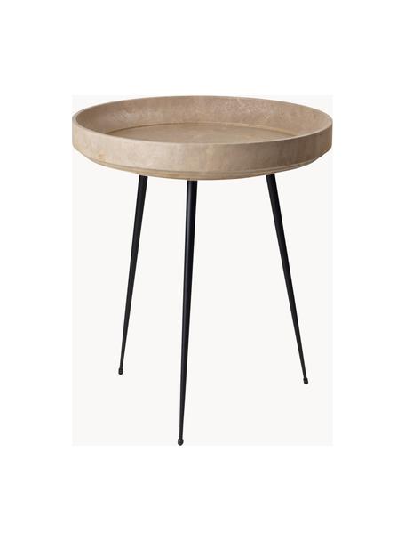 Okrúhly odkladací stolík z dubového dreva Bowl, Dubové drevo, béžová lakovaná, Ø 46 x V 55 cm