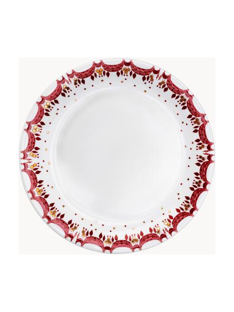 Assiettes de Noël peintes à la main Guirlande, 4 pièces, Porcelaine, Blanc, rouge, doré, Ø 29 cm