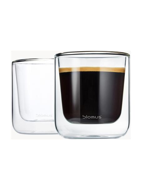 Bicchiere in vetro a doppia parete Nero 2 pz, Vetro, Trasparente, Ø 8 x Alt. 9 cm, 200 ml
