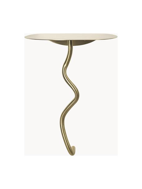 Table d'appoint murale en laiton Curvature, Laiton, poli, Laiton, haute brillance, larg. 30 x haut. 44 cm