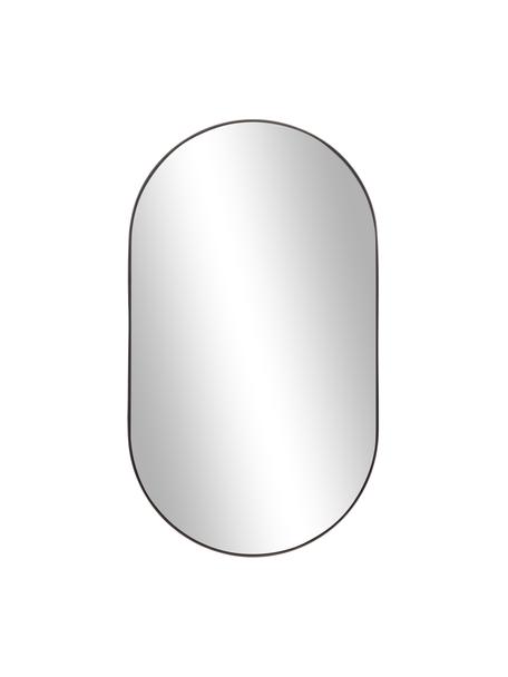 Espejo de pared ovalado de metal Lucia, Espejo: cristal, Parte trasera: tablero de fibras de dens, Negro, An 40 x Al 70 cm