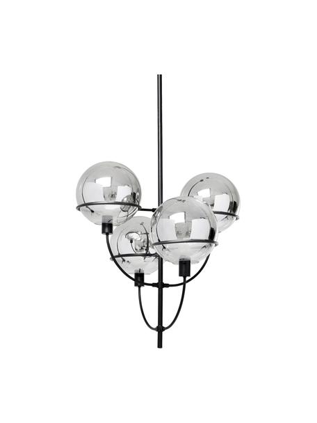 Grote hanglamp Lantern in zwart, Baldakijn: gepoedercoat metaal, Transparant, zwart, Ø 68 x H 120 cm